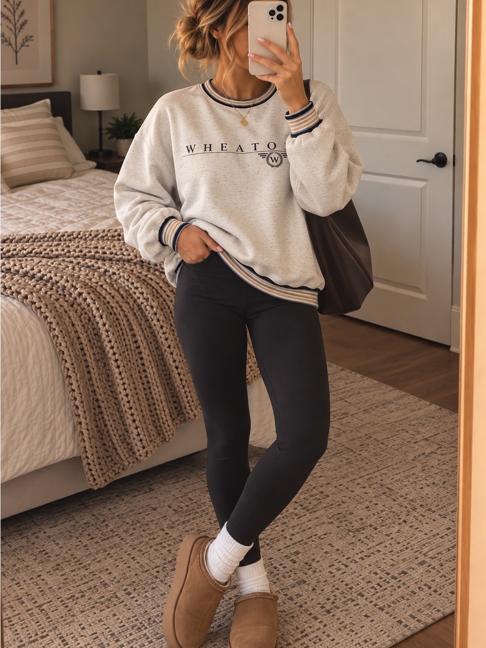 Gear For Sports White Sweater with Navy Trim